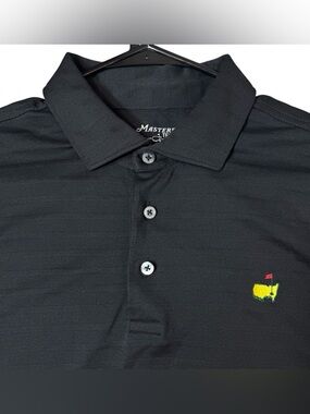 Masters Tech Golf Polo Shirt Men Large Black Performance Pique Logo Short Sleeve